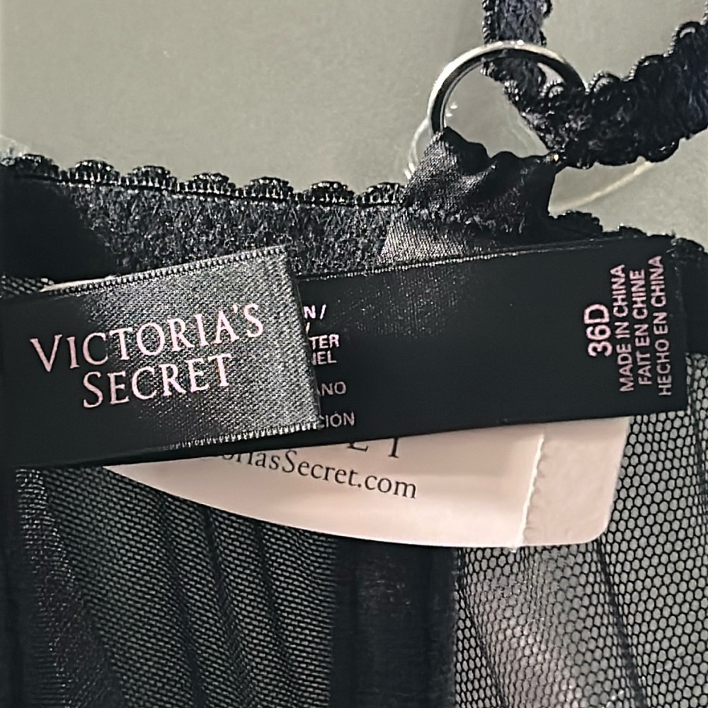 🆕 VICTORIA’S SECRET Black Bustier Corset Polka Dots Garters NWT Size 36D - Picture 13 of 16
